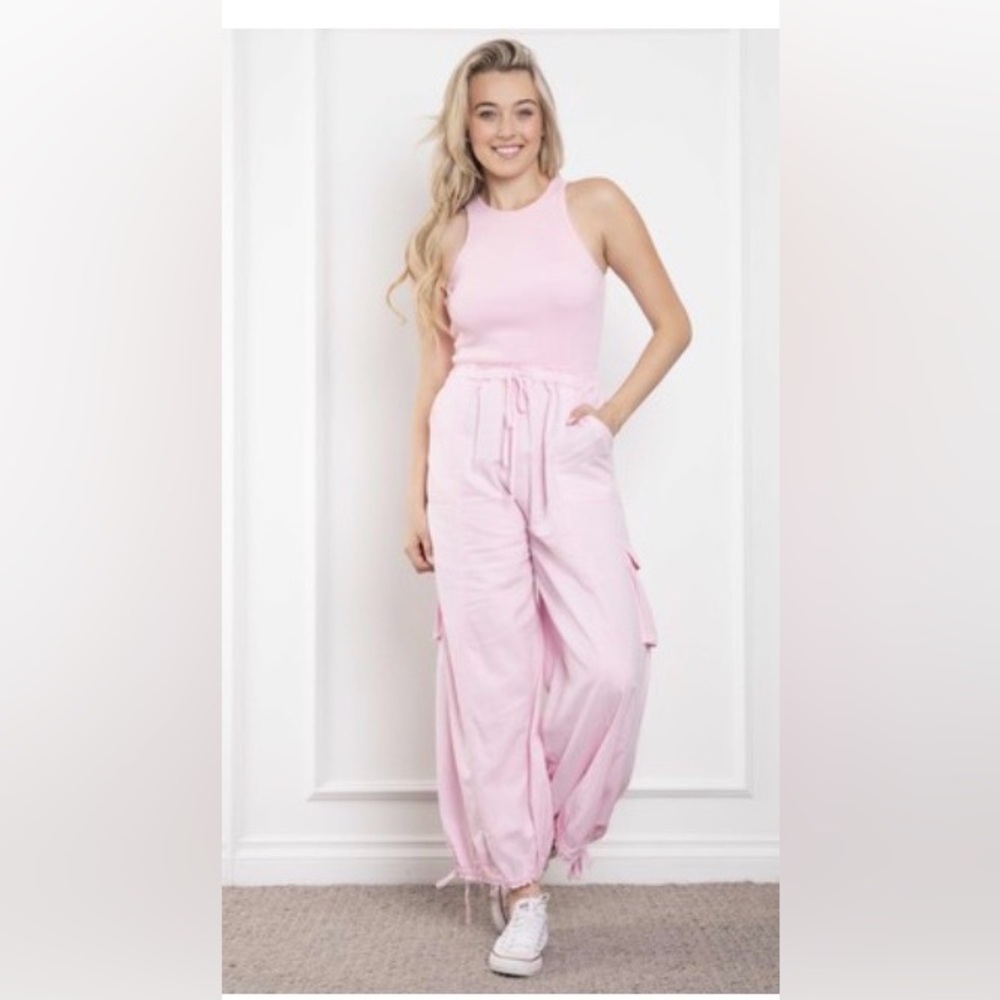 BV19 Bluevelvet Pink Cargo Jumpsuit